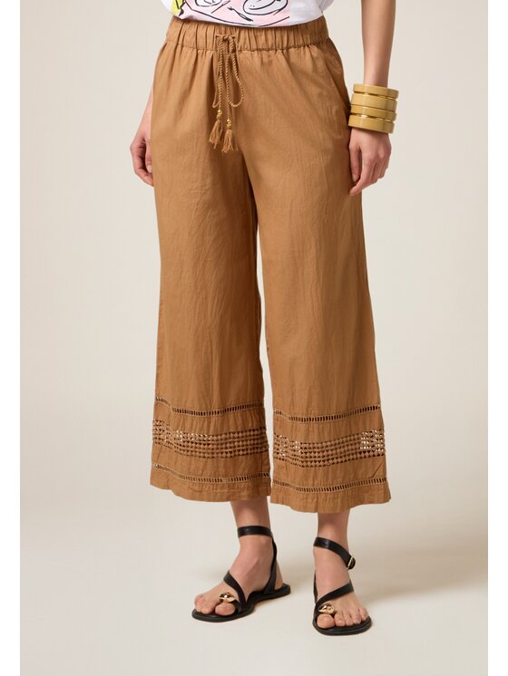 Oltre Oltre Pantaloni di tessuto P264J002329N022 Marrone Baggy Fit