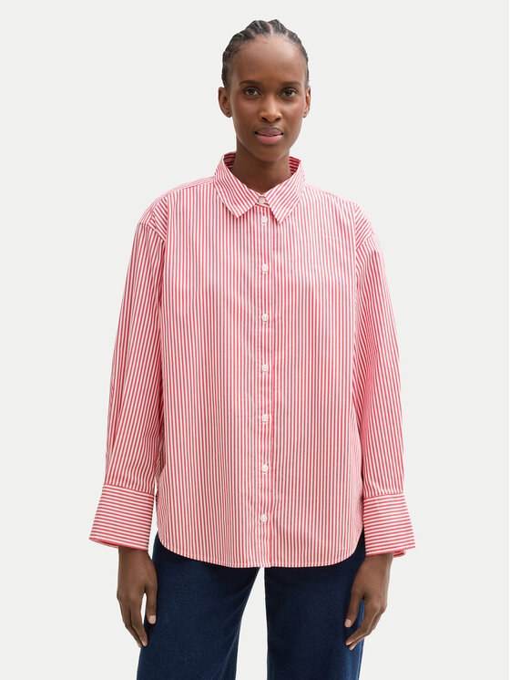 Tom Tailor Denim Tom Tailor Denim Ing Striped loose-fit shirt 1040551 Piros Regular Fit