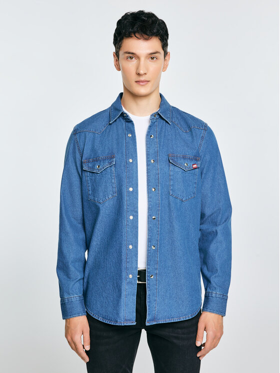 BIG STAR BIG STAR Koszula jeansowa WESTERN SHIRT Niebieski Basic Fit
