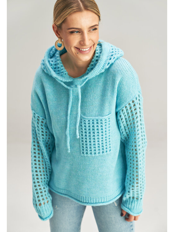 FIGL FIGL Sweter M996 Błękitny Basic Fit
