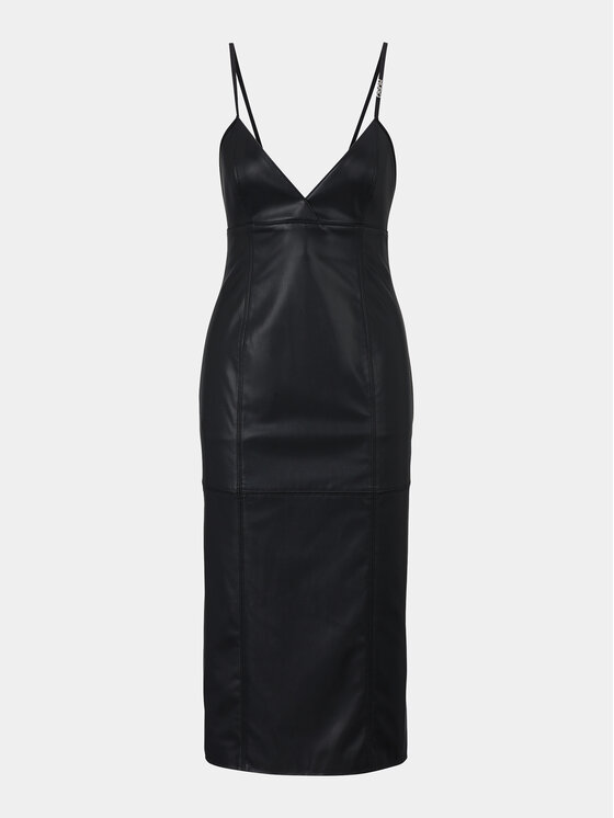 HUGO Hugo Tehisnahast kleit Kabarelle-1 50493523 Must Regular Fit
