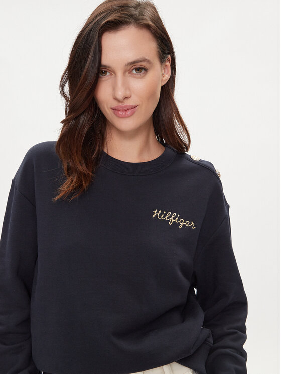 Tommy Hilfiger Tommy Hilfiger Mikina Gold Button WW0WW41235 Tmavomodrá Regular Fit