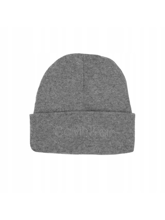 Calvin Klein Calvin Klein Čepice CZAPKA CASUAL BEANIE CIEMNOSZARA Šedá