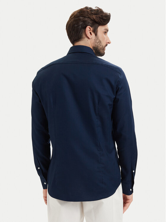 Tommy Hilfiger Tommy Hilfiger Koszula Dobby MW0MW43747 Granatowy Slim Fit
