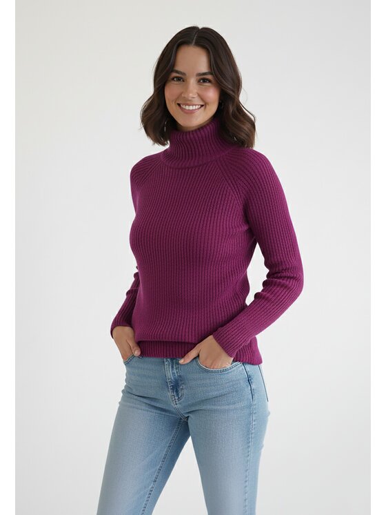FIGL FIGL Sveter M1267 Fialová Regular Fit