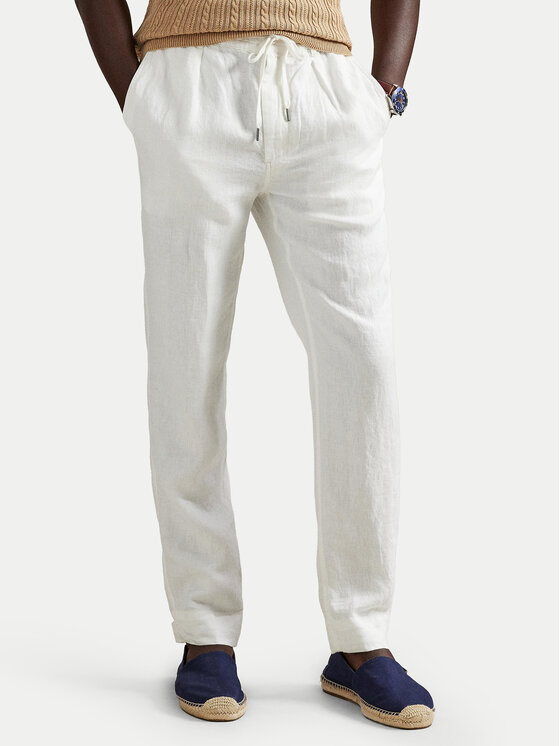 Polo Ralph Lauren Polo Ralph Lauren Kalhoty z materiálu 710940611008 Bílá Tapered Fit