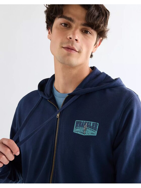 Wrangler Wrangler Bluza GRAPHIC ZIP HOODIE Niebieski Regular Fit