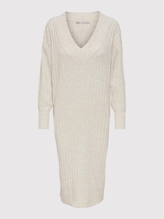 ONLY ONLY Sukienka dzianinowa New Tessa 15236372 Beżowy Regular Fit