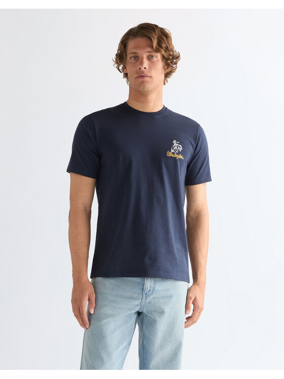 Wrangler Wrangler T-Shirt EMBROIDERY TEE Niebieski Regular Fit
