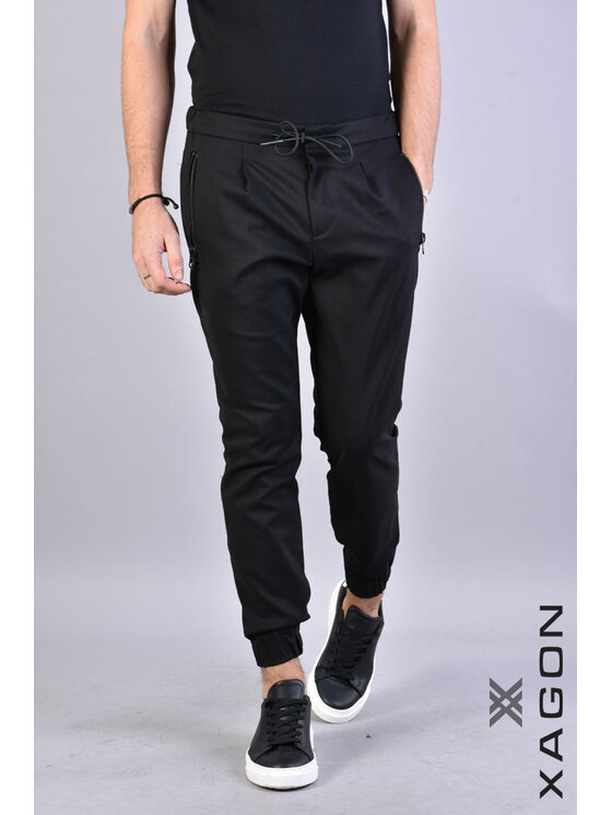 Xagon Xagon Pantaloni di tessuto A23032 | Pinvel Nero Slim Fit