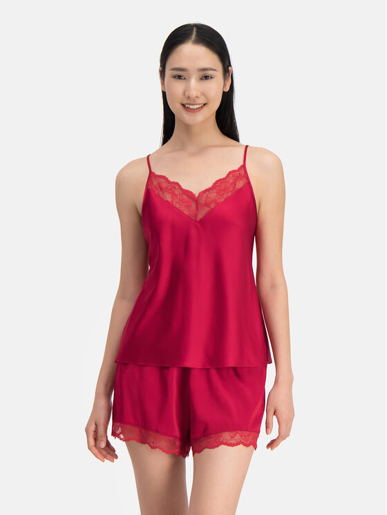 Dorina Maglietta del pigiama Pure Silk DCCA0001SK002 Rosso Regular Fit, taglia : XL