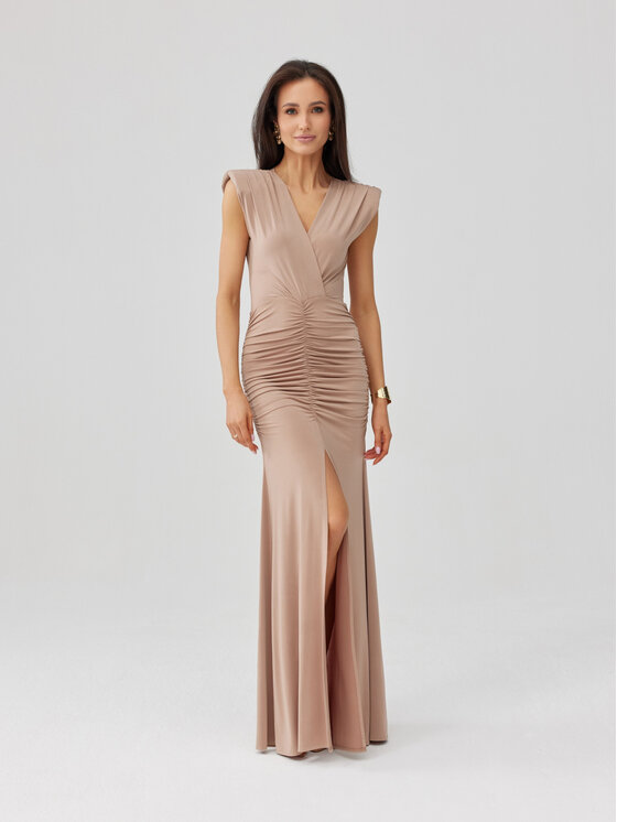 Roco Fashion Roco Fashion Abito da sera Noelia Beige Slim Fit