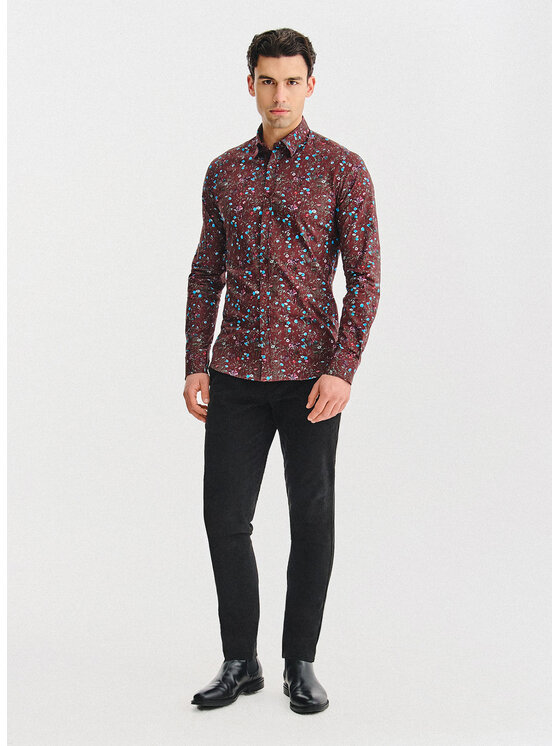 Pako Lorente Pako Lorente Koszula P25WF-1X-046 Bordowy Slim Fit