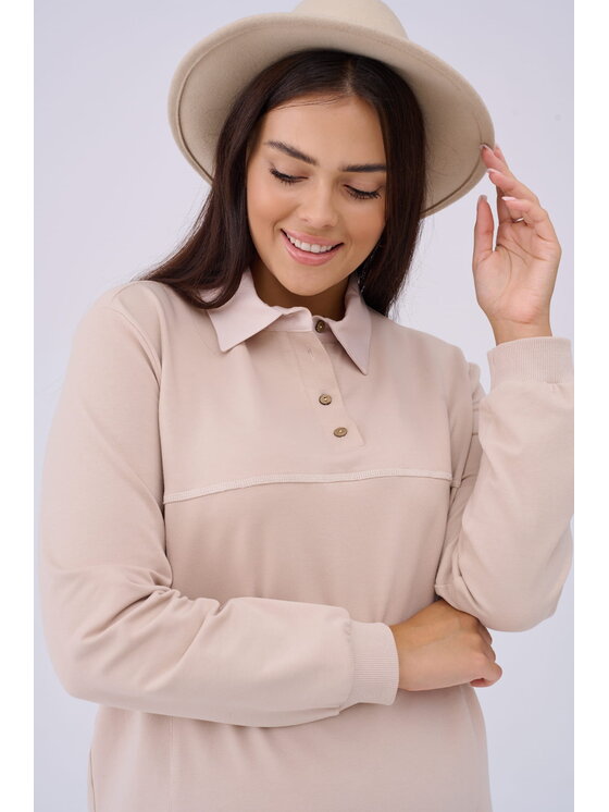 blue shadow blue shadow Sukienka Iga Plus Size Beżowy Standard Fit