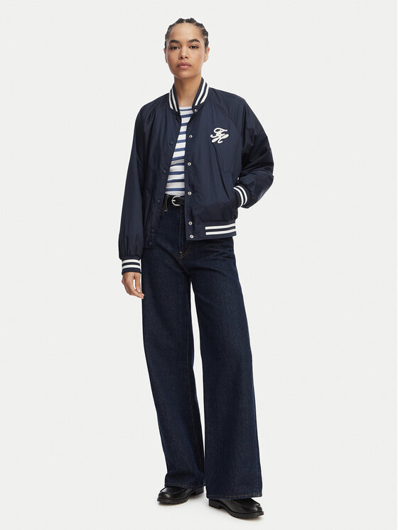 Tommy Hilfiger Tommy Hilfiger Bomber Logo Appliqué WW0WW48618 Blu scuro Regular Fit