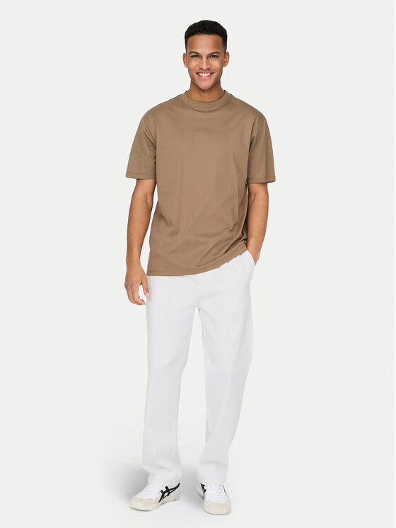 Only & Sons Only & Sons Hlače iz tkanine Sinus 22028267 Bela Loose Fit