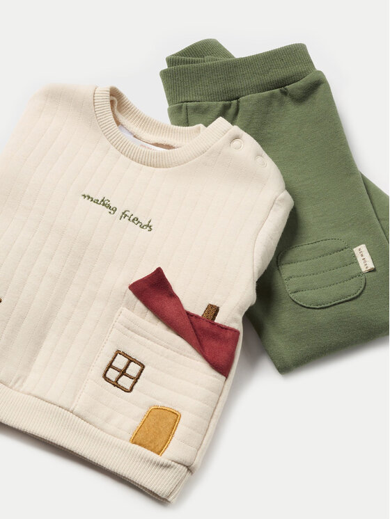 Mayoral Mayoral Set de bluză și pantaloni cu botoșei 2515 Verde Regular Fit