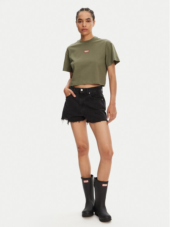 Hunter Hunter Tričko Abby HARW0059251 Kaki Boxy Fit