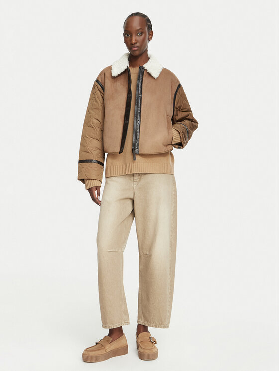 Weekend Max Mara Weekend Max Mara Kożuch sztuczny Gessati 2625486011 Brązowy jasny Regular Fit