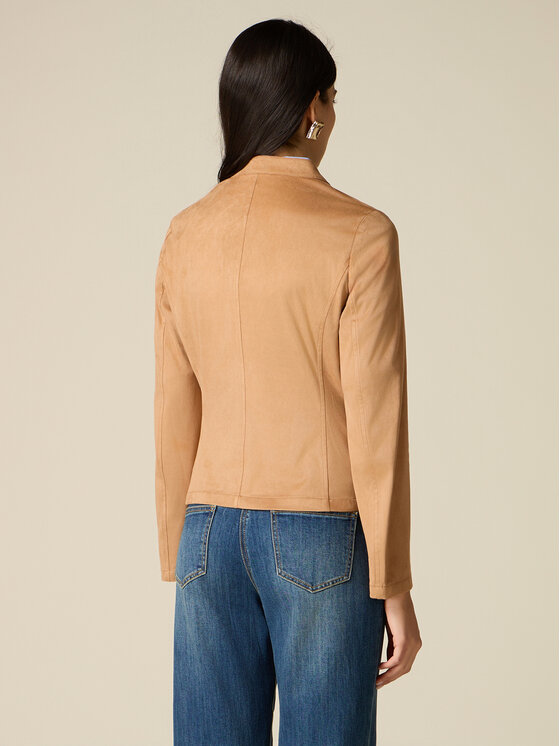 Oltre Oltre Giacca in similpelle R363R102486N002 Crema Slim Fit