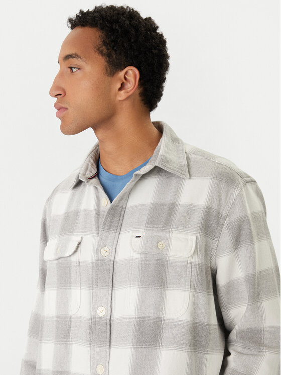 Tommy Hilfiger Tommy Hilfiger Koszula Flannel MW0MW40483 Szary Regular Fit