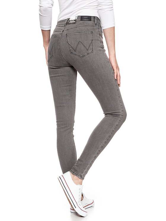 Wrangler Wrangler Jeansy HIGH RISE SKINNY Szary Skinny Fit