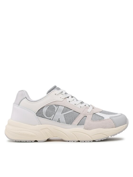 Calvin Klein Jeans Snīkeri Retro Tennis Laceup Mix Lth YM0YM00696 Pelēks