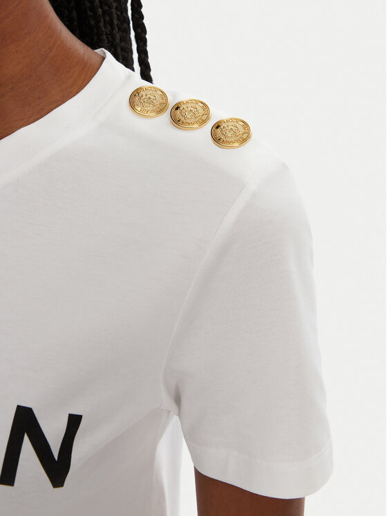 Balmain Balmain T-shirt BF1EF005BB02 Bijela Regular Fit