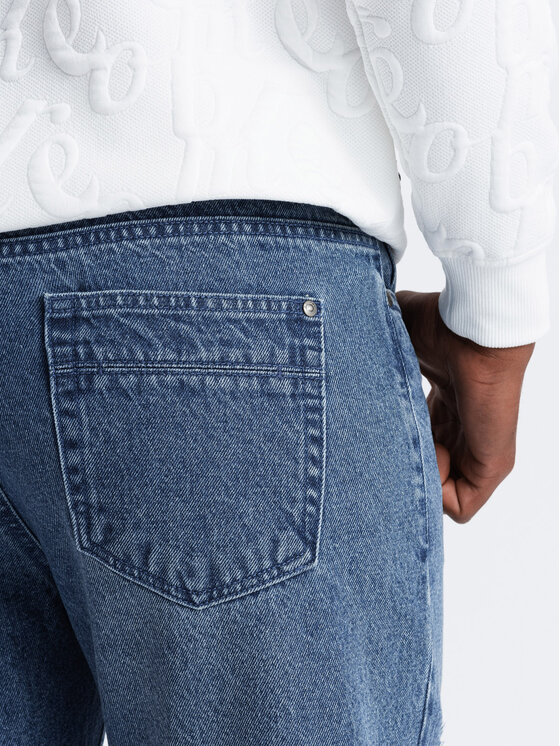 Ombre Ombre Jeansy OM-PADP-0175 Niebieski Tapered Fit