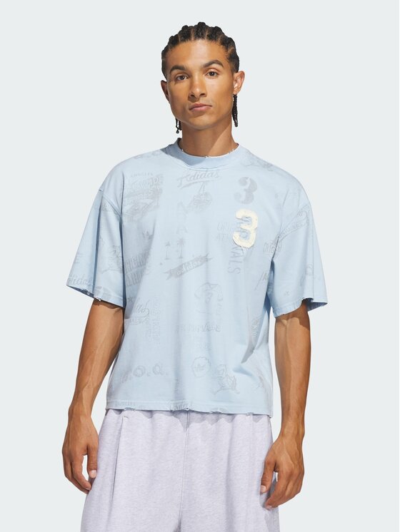 adidas adidas T-Shirt 168167 Niebieski jasny Slim Fit