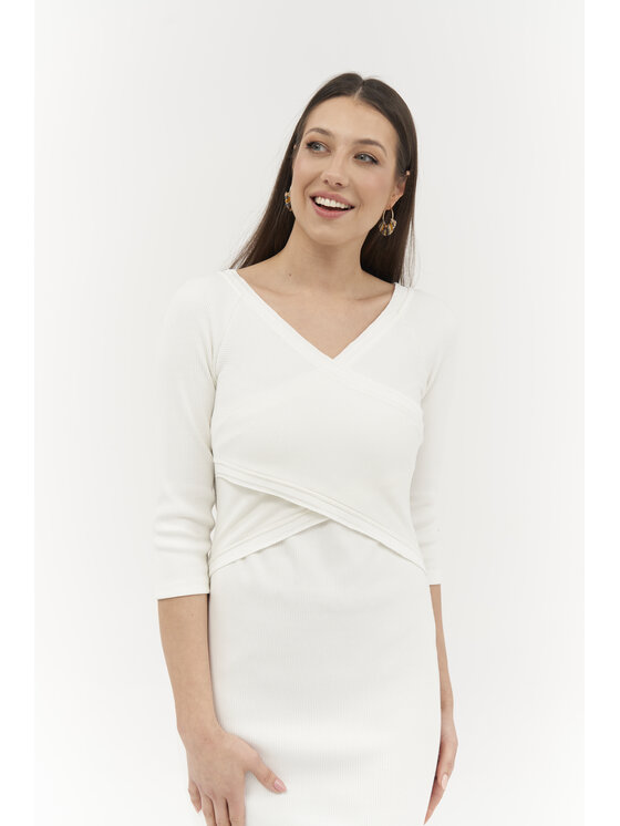 Ciepielewska Ciepielewska Sukienka codzienna ANGELA Biały Flattering Fit