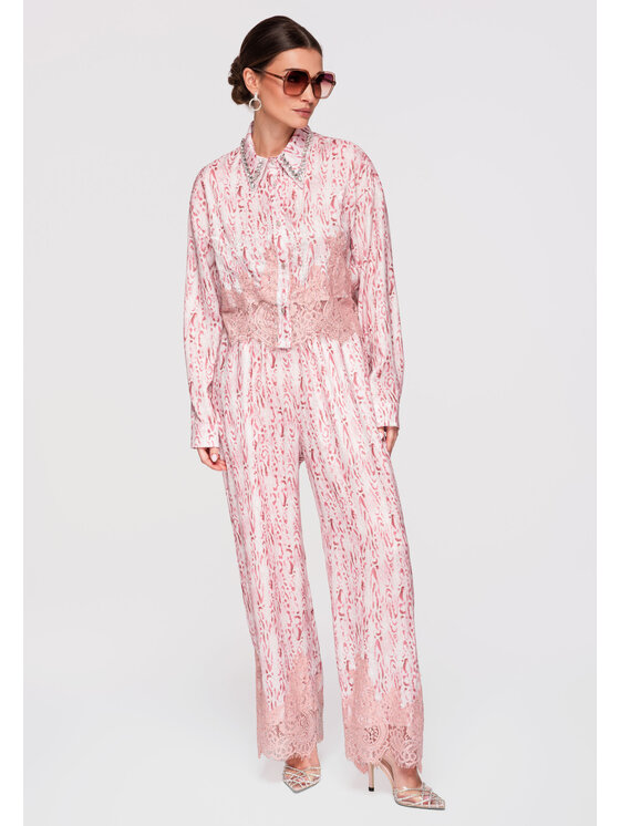 Ombre Ombre Koszula OW-SH-E0017 Różowy Loose Fit