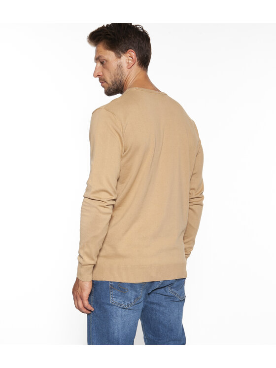 Lee Cooper Lee Cooper Sweter ANDY Beżowy Regular Fit