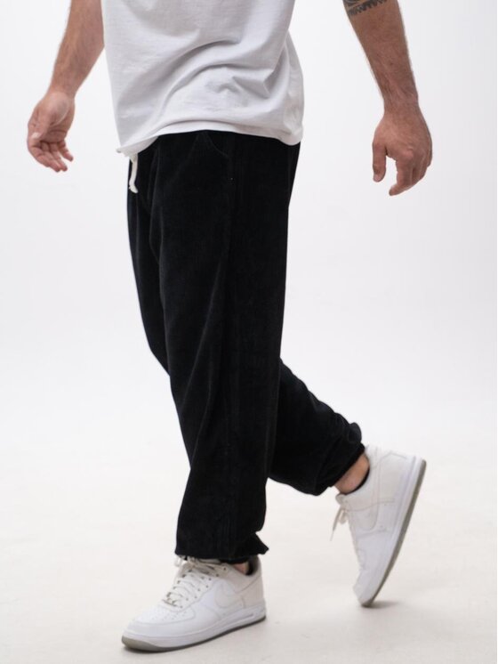 Jigga Wear Jigga Wear Spodnie materiałowe Spodnie Sztruksowe Męskie Czarne Jigga Wear Cord M Czarny Loose Fit