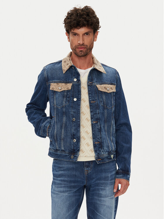 Guess Guess Jeansová bunda M5YXN1 D5KT3 Tmavomodrá Regular Fit