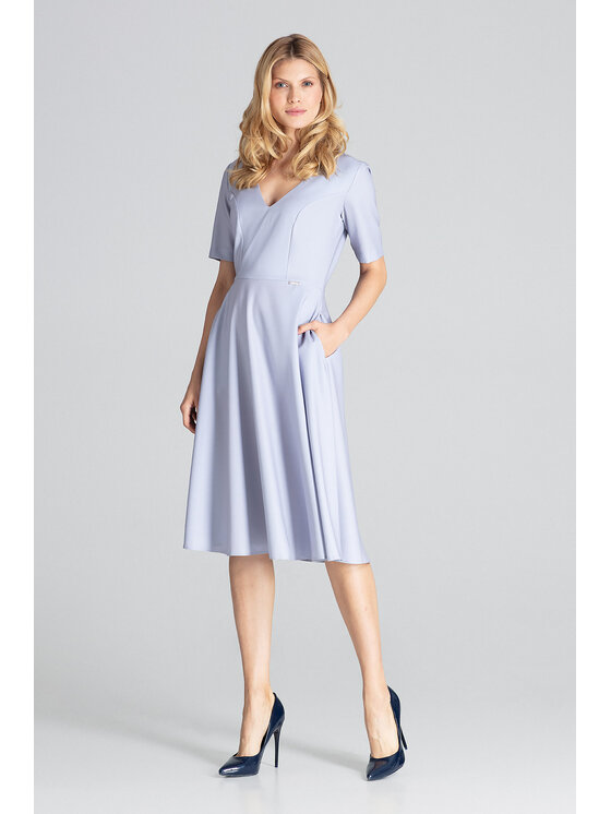 FIGL FIGL Sukienka koktajlowa M673 Szary A-Line Fit