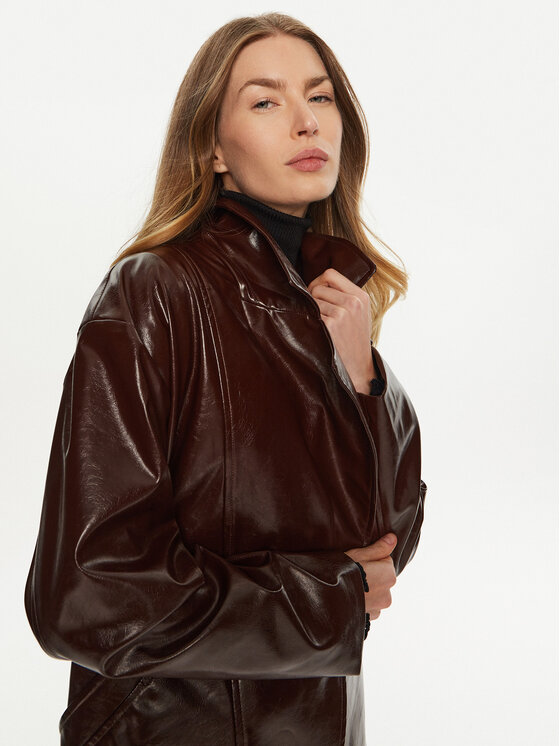 ACCESS FASHION ACCESS FASHION Kurtka z imitacji skóry 44-1060-806 Brązowy Relaxed Fit