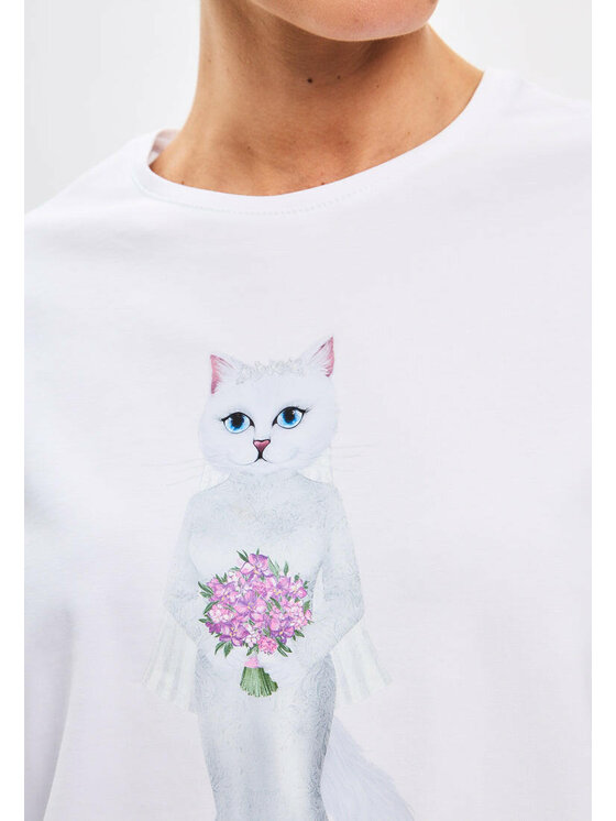 CAT by maniita lacitta CAT by maniita lacitta T-Shirt Printed oversized T-shirt Biały Long Fit