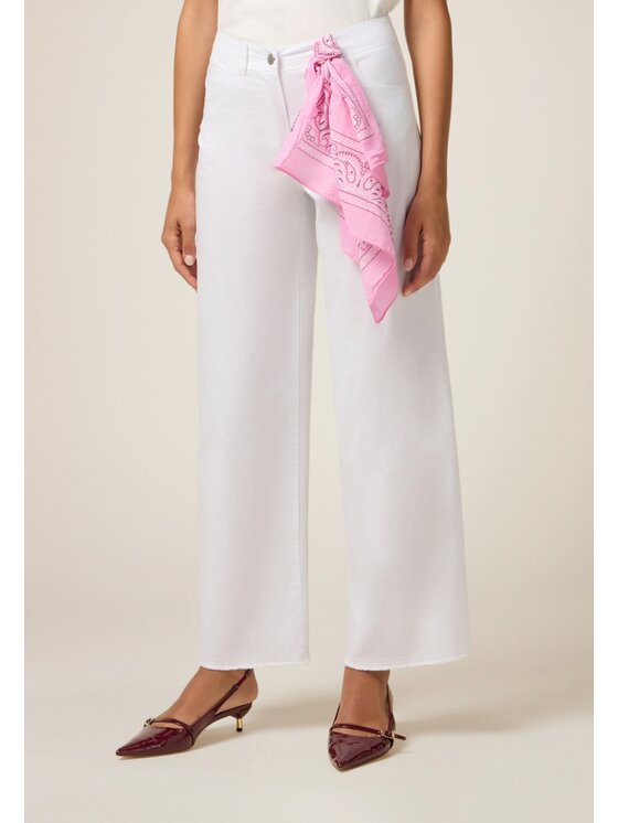 Oltre Oltre Spodnie materiałowe P703R008983N011 Biały Baggy Fit