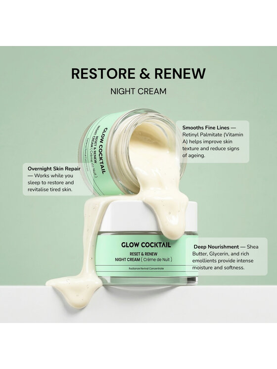 Glow Cocktail Glow Cocktail RESET & RENEW KREM NA NOC 50ml Zestaw do pielęgnacji skóry
