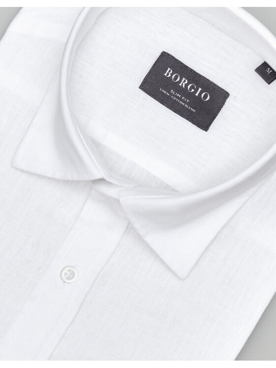 Borgio Borgio Koszula lentella 00585 Biały Slim Fit