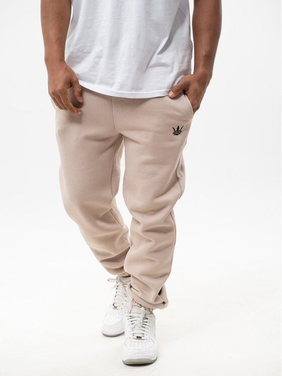 Jigga Wear Jigga Wear Spodnie dresowe Spodnie Dresowe Męskie Beżowe Jigga Wear Print Crown XL Brązowy Regular Fit