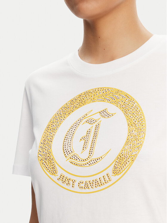 Just Cavalli Just Cavalli T-shirt 78PAHE13 Bijela Regular Fit