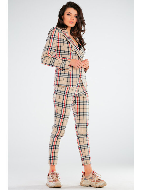 Awama Awama Marynarka A439 Beżowy Basic Fit