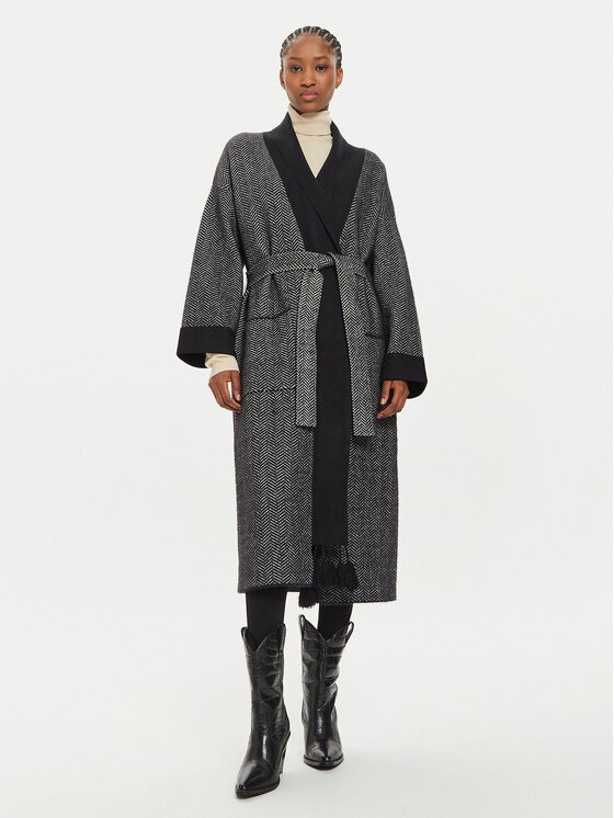 ViCOLO ViCOLO Kevad-sügis mantel 22007S Must Regular Fit