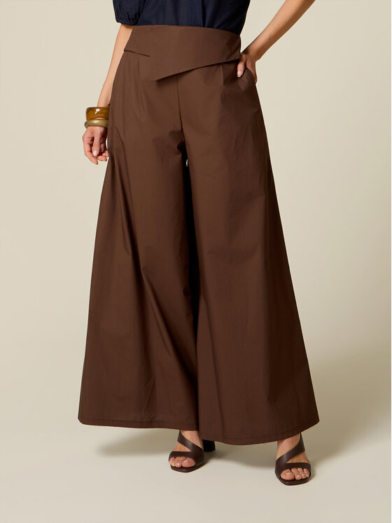 Oltre Oltre Spodnie materiałowe P005J002459N032 Brązowy Baggy Fit