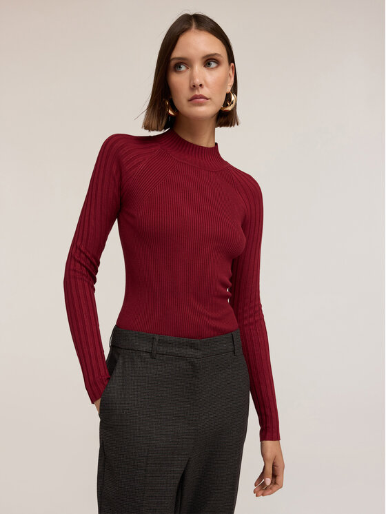 Motivi Motivi Sweter M360W003443N036 Bordowy Slim Fit