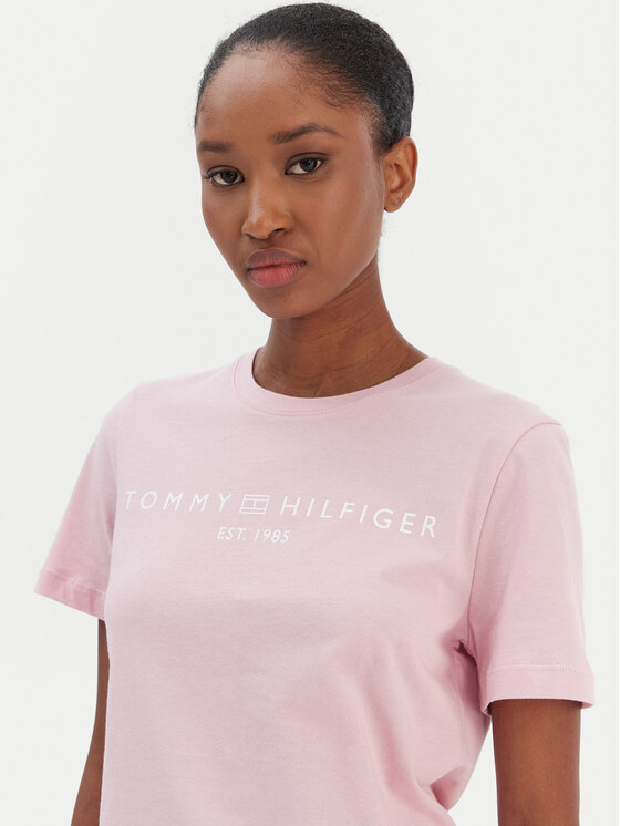 Tommy Hilfiger Tommy Hilfiger T-Shirt Logo WW0WW40276 Růžová Regular Fit