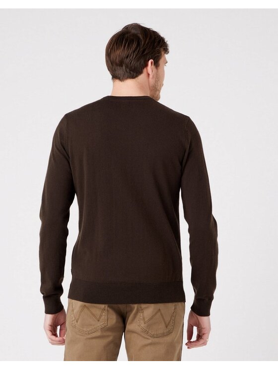 Wrangler Wrangler Sweter CREWNECK KNIT Brązowy Regular Fit
