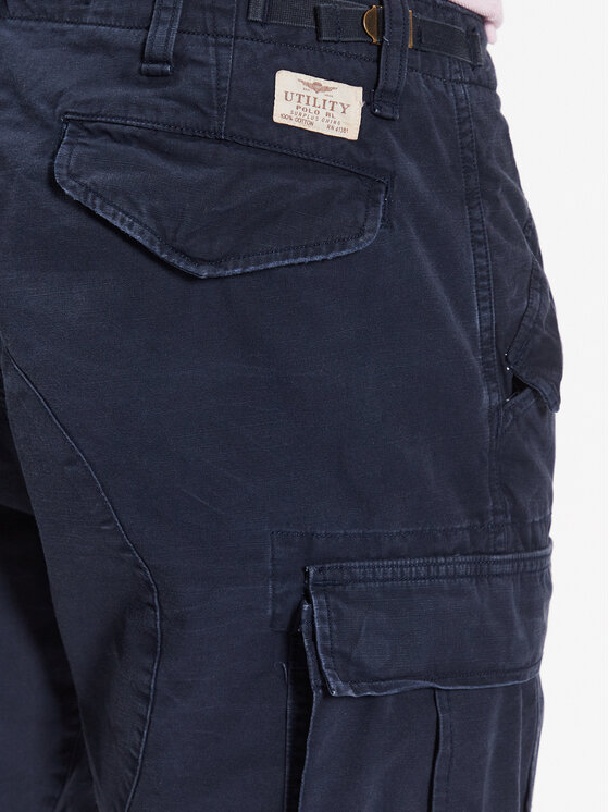 Polo Ralph Lauren Polo Ralph Lauren Hlače iz tkanine 710877831003 Mornarsko modra Slim Fit